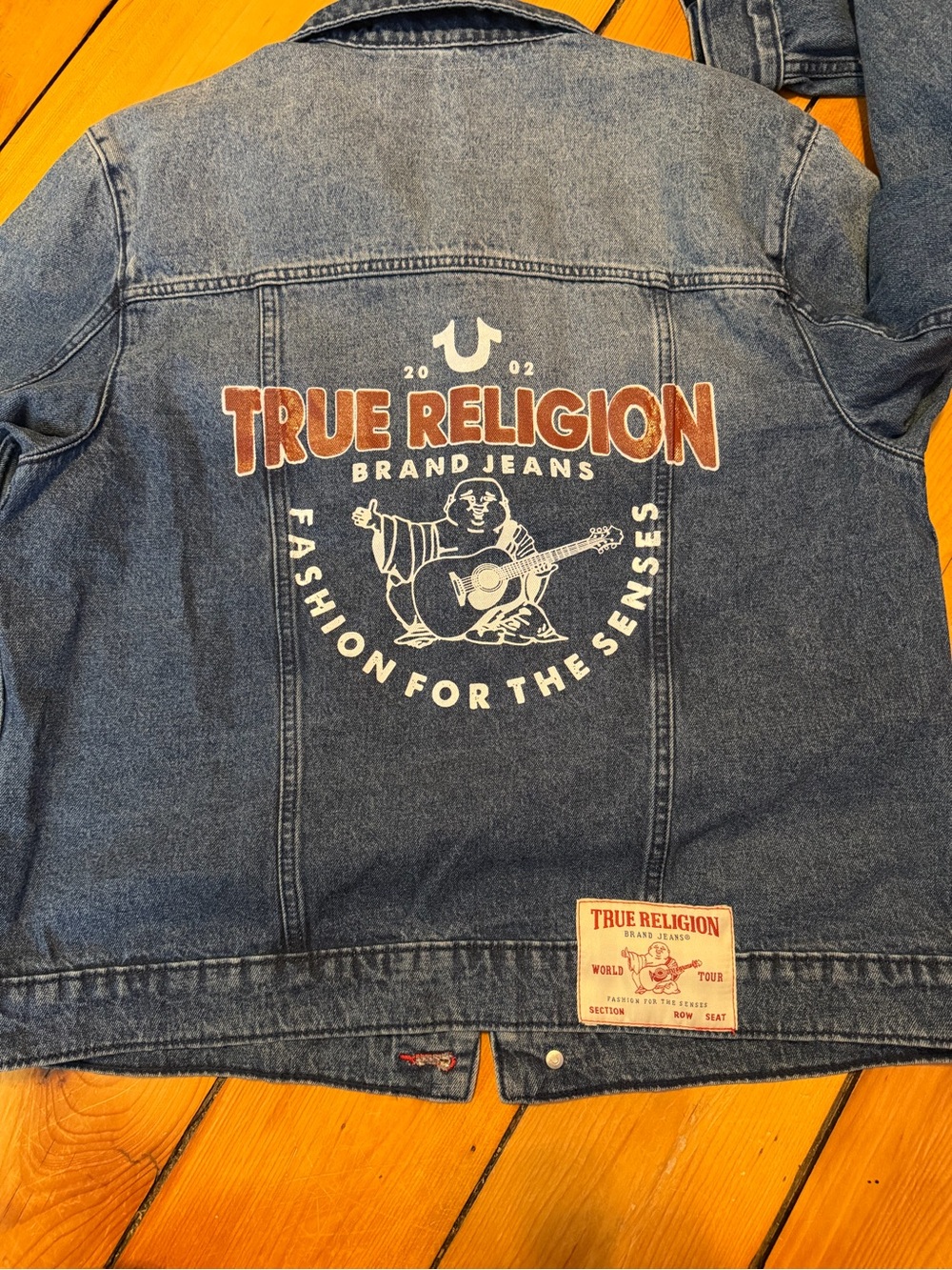 True Religion Men’s Denim Jacket in Blue with Red Logo!